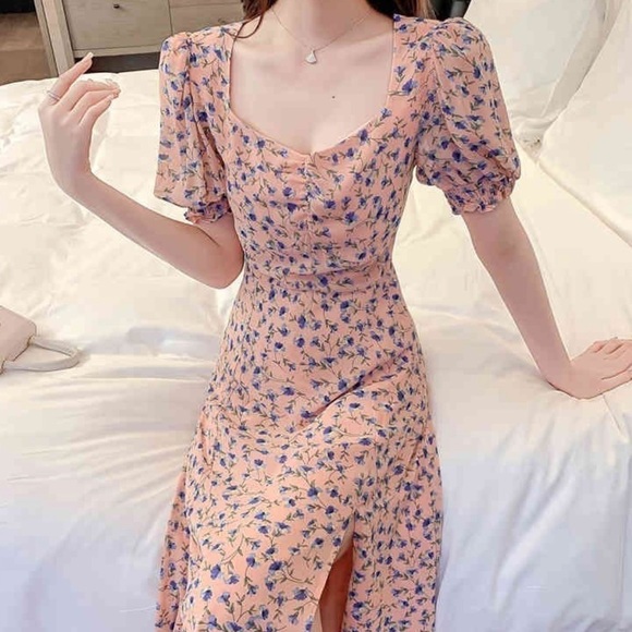 Saks Avantlook Floral Puff-Sleeve Midi Dress - Picture 5 of 7